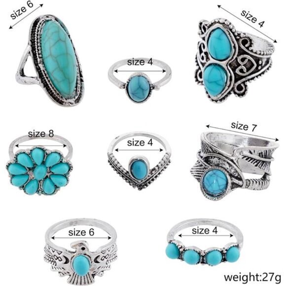 Turquoise Necklaces 12Pcs Turquoise Jewelry Set Include 4Pcs Turquoise Layered - Picture 5 of 6